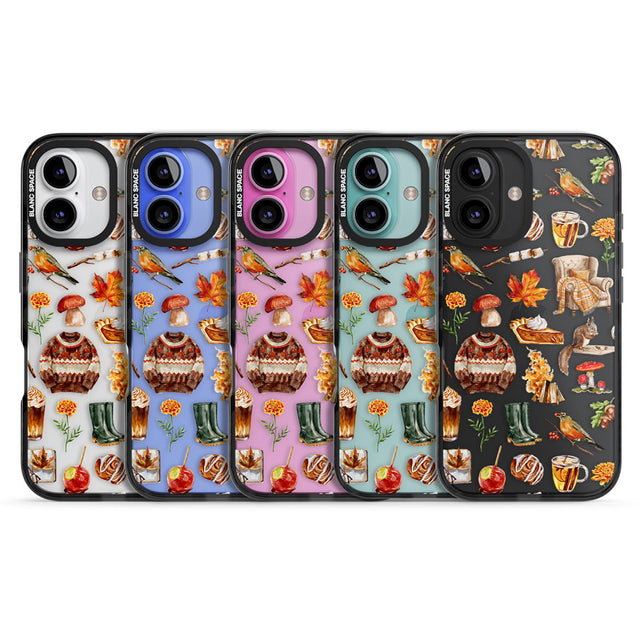 Cozy Autumn Aesthetic Black Impact Phone Case for iPhone 16, iPhone 16 Plus