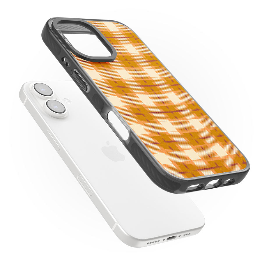 Pumpkin Plaid Black Impact Phone Case for iPhone 16, iPhone 16 Plus