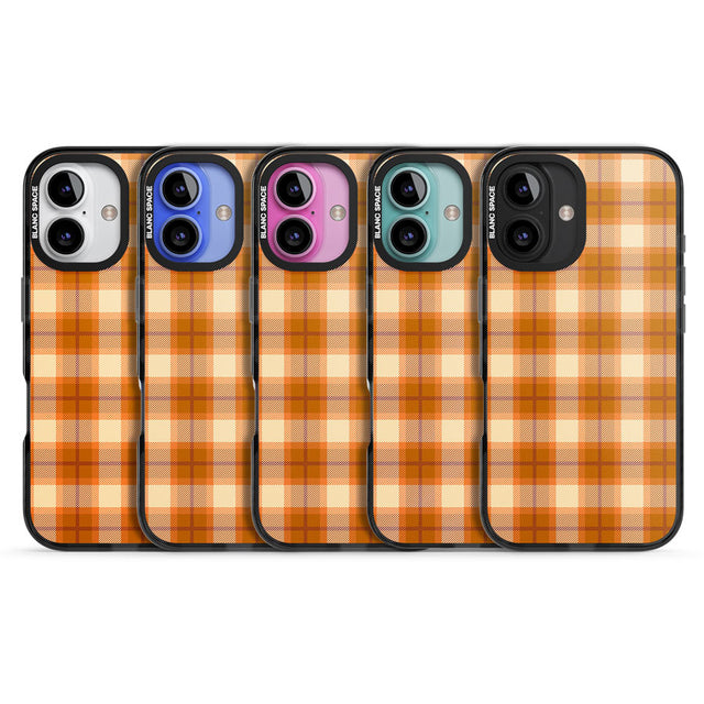 Pumpkin Plaid Black Impact Phone Case for iPhone 16, iPhone 16 Plus