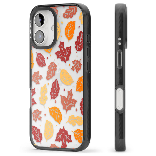 Autumn Leaves Black Impact Phone Case for iPhone 16, iPhone 16 Plus