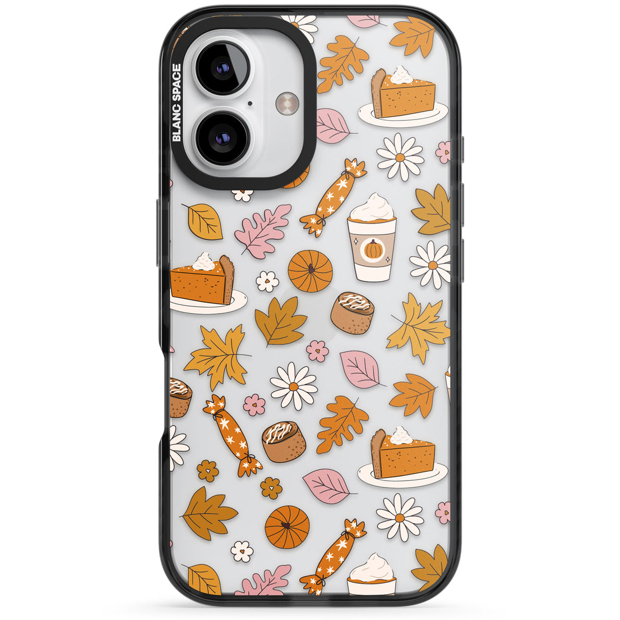 Pumpkin Spice Black Impact Phone Case for iPhone 16, iPhone 16 Plus