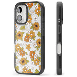 Boho Sunflowers Black Impact Phone Case for iPhone 16, iPhone 16 Plus