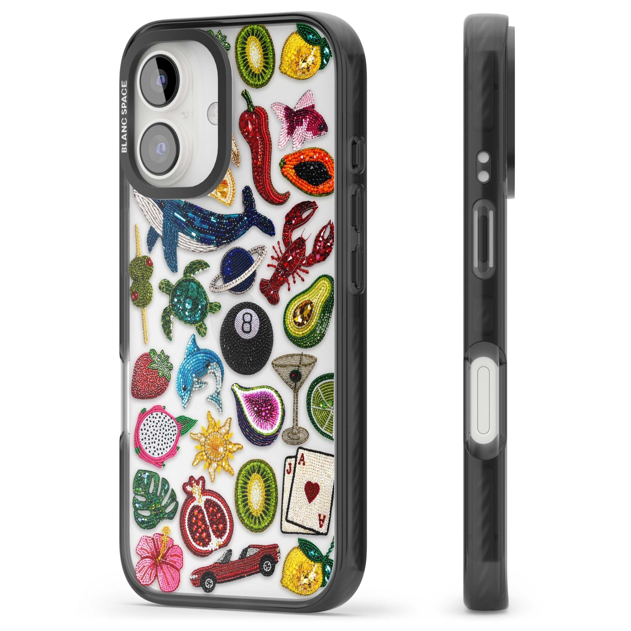 Beaded Mix cute iPhone case | Black Impact case for iPhone 16, iPhone 16 Plus