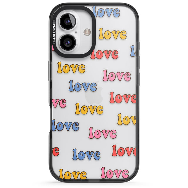 iPhone 16 Love Pattern Clear Impact Phone Case