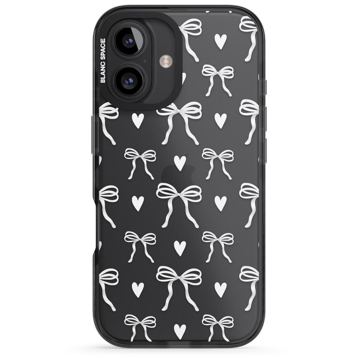 iPhone 16 White Bows & Hearts Clear Impact Phone Case