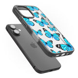 iPhone 16 Pro Max Blue Butterflies Black Impact Phone Case