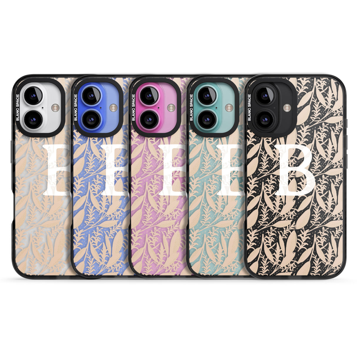 iPhone 16 Pro Max Personalised Subtle Monogram Abstract Floral Black Impact Phone Case