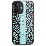 iPhone 16 Pro Max Personalised Blue Leopard Spots Black Impact Phone Case