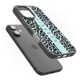 iPhone 16 Pro Max Personalised Blue Leopard Spots Black Impact Phone Case