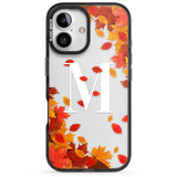 iPhone 16 Pro Max Personalised Monogram Autumn Leaves Black Impact Phone Case