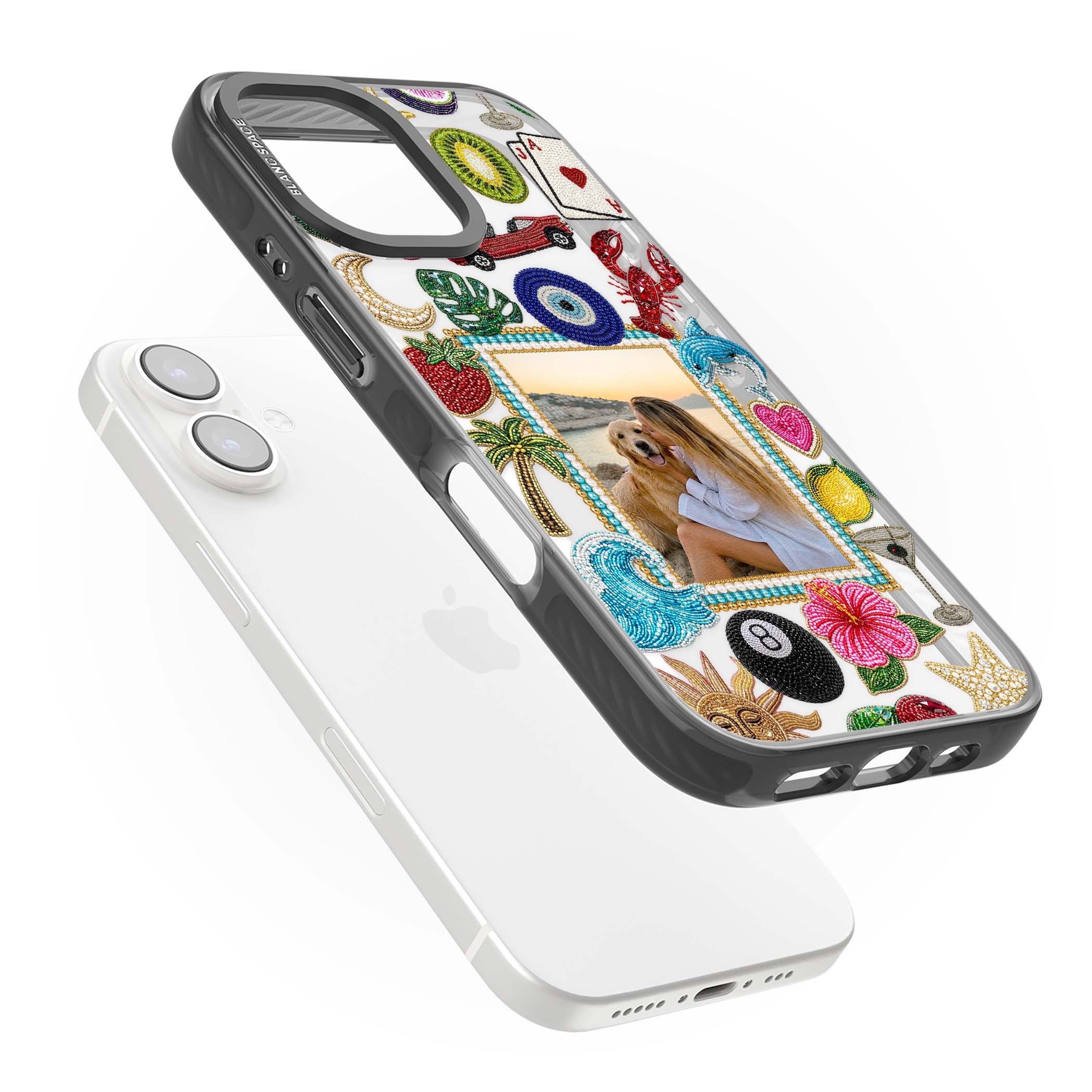 Beaded Photo coastal iPhone case | Black Impact case for iPhone 16, iPhone 16 Plus
