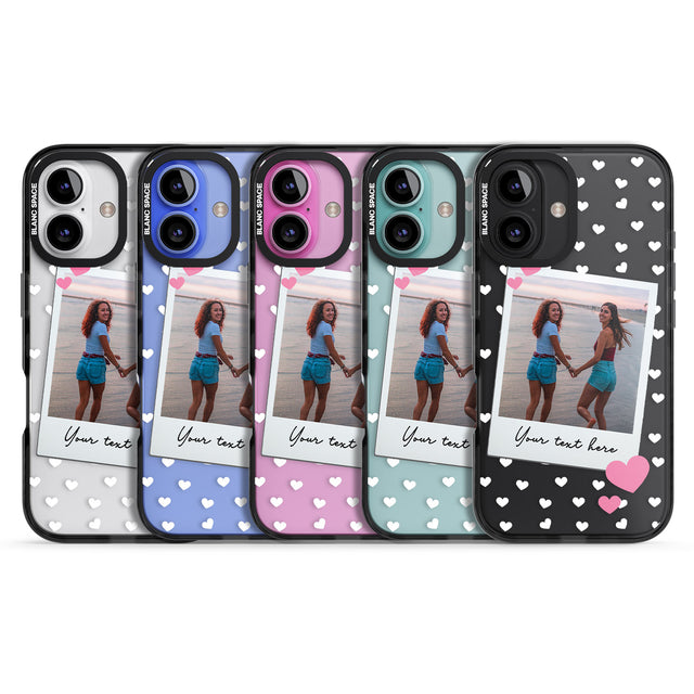 iPhone 16 Pro Max Personalised Instant Film & Hearts Photo Black Impact Phone Case