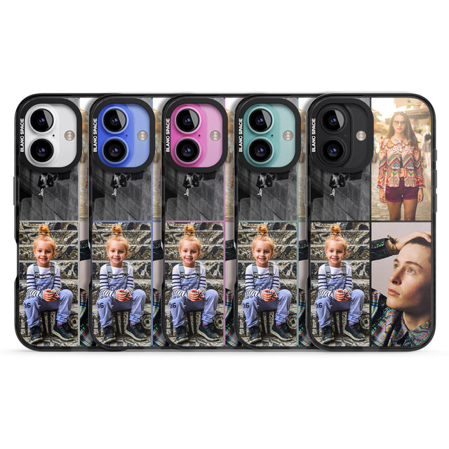 iPhone 16 Pro Max Personalised 4 Photo Grid Black Impact Phone Case