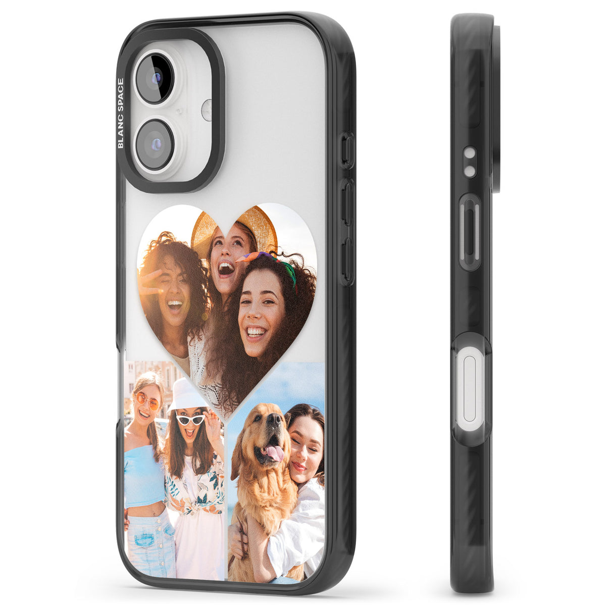 iPhone 16 Pro Max Personalised Heart Photo Black Impact Phone Case