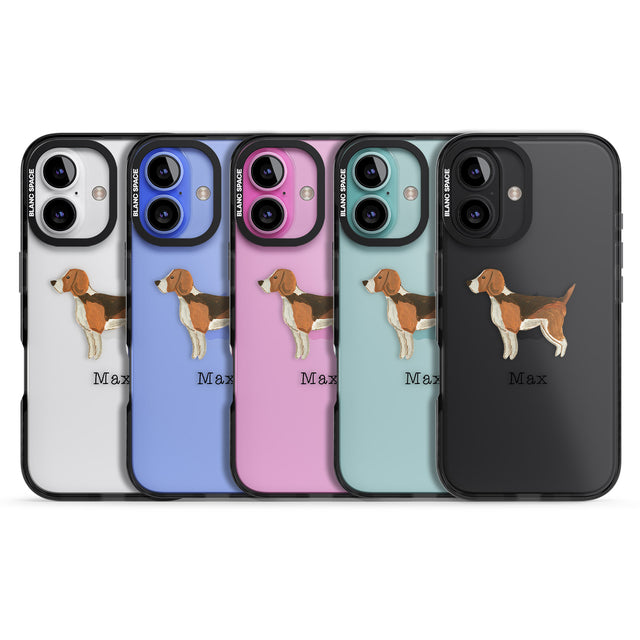 iPhone 16 Pro Max Personalised Hand Painted Beagle Black Impact Phone Case