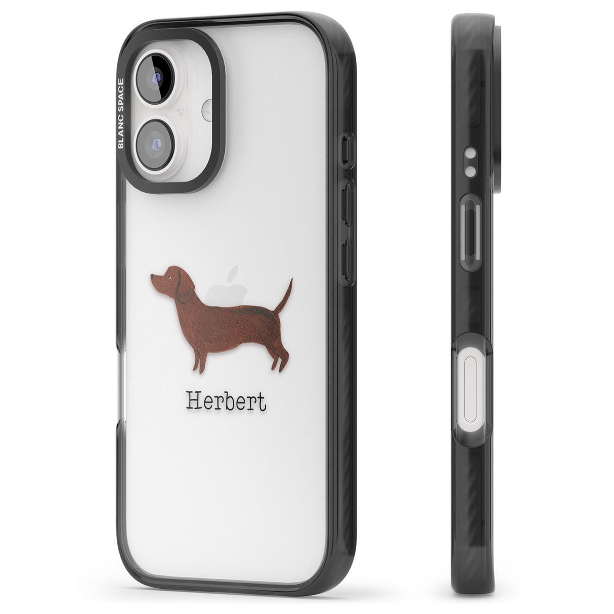 iPhone 16 Pro Max Personalised Hand Painted Sausage Dog Black Impact Phone Case