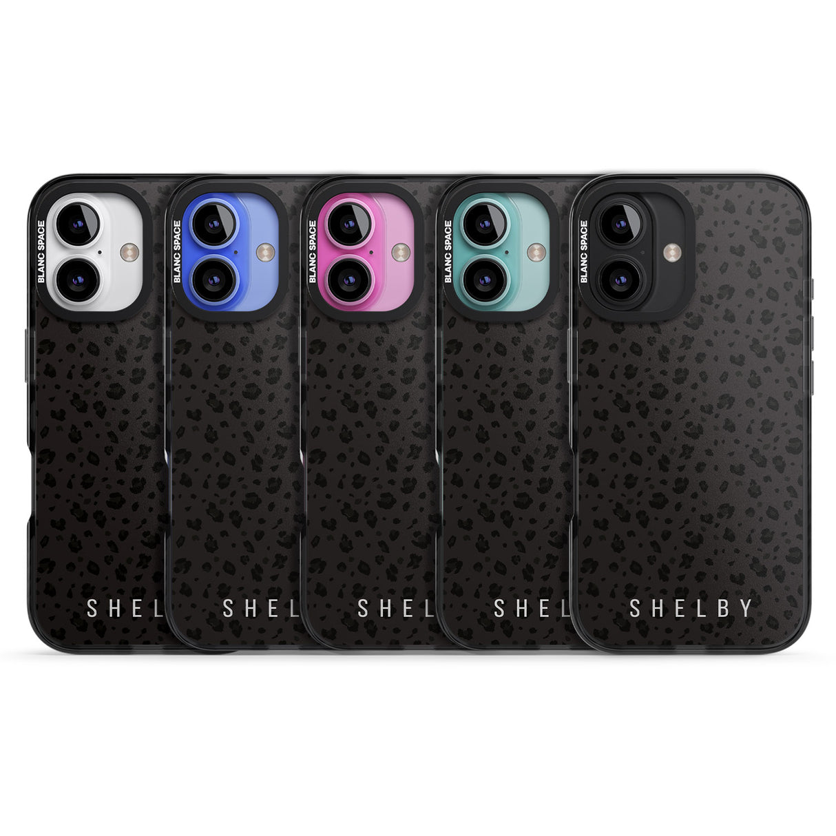 iPhone 16 Pro Max Personalised Minimal Lettering Dark Leopard Black Impact Phone Case