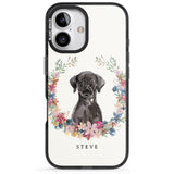 iPhone 16 Pro Max Personalised Black Lab Watercolour Dog Portrait Black Impact Phone Case