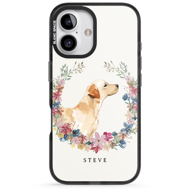 iPhone 16 Pro Max Personalised Yellow Labrador - Watercolour Dog Portrait Black Impact Phone Case