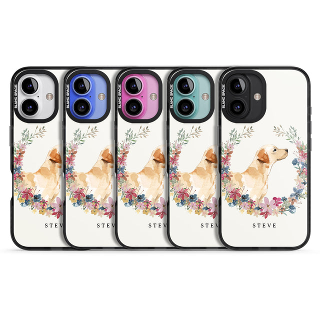 iPhone 16 Pro Max Personalised Yellow Labrador - Watercolour Dog Portrait Black Impact Phone Case