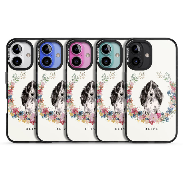 iPhone 16 Pro Max Personalised Black Cocker Spaniel - Watercolour Dog Portrait Black Impact Phone Case