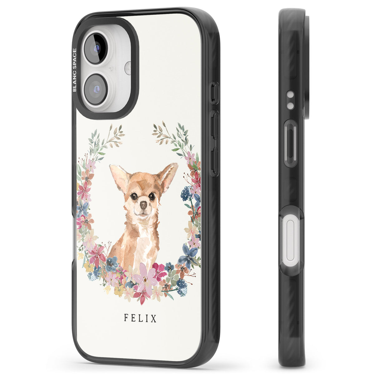 iPhone 16 Pro Max Personalised Chihuahua - Watercolour Dog Portrait Black Impact Phone Case