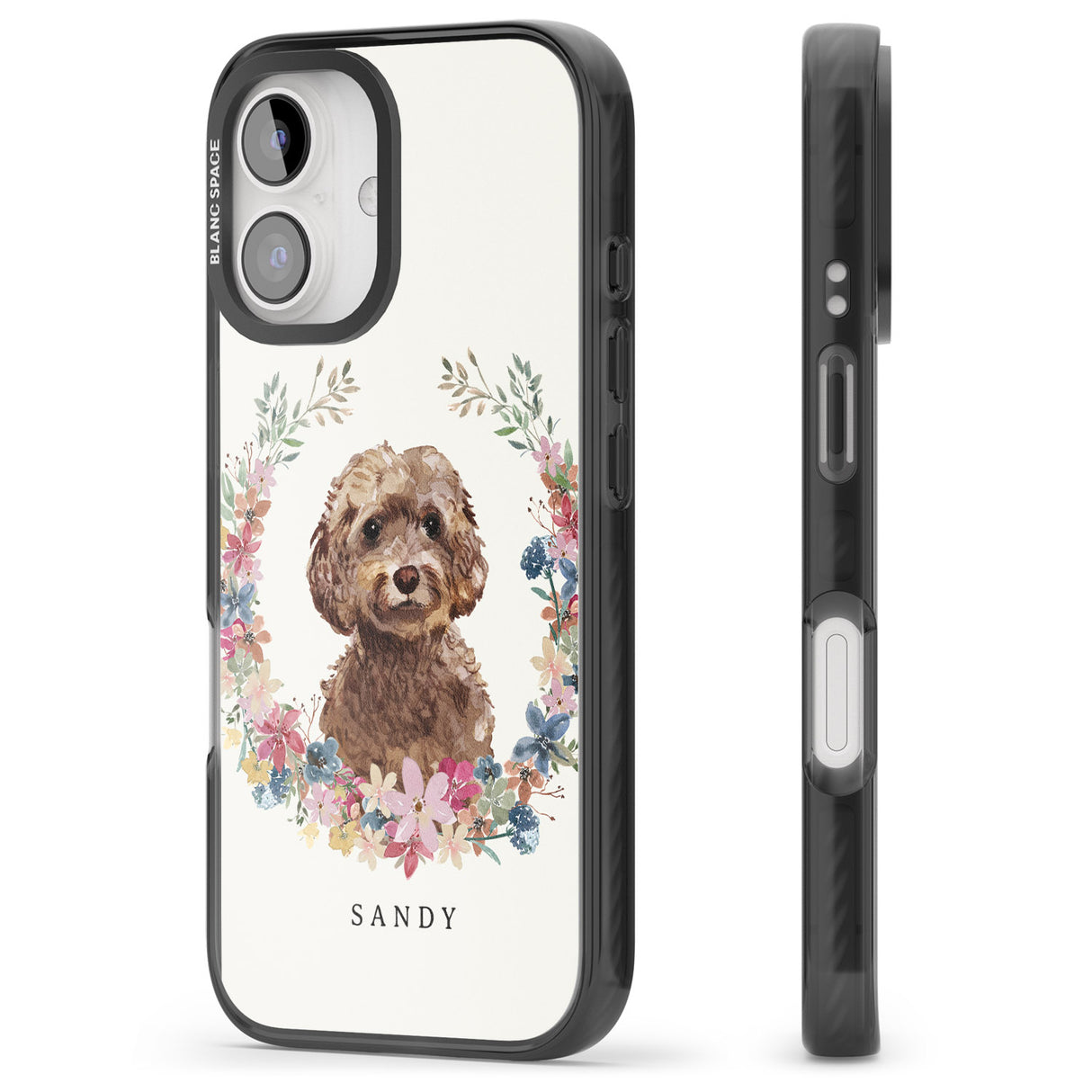 iPhone 16 Pro Max Personalised Brown Cockapoo - Watercolour Dog Portrait Black Impact Phone Case