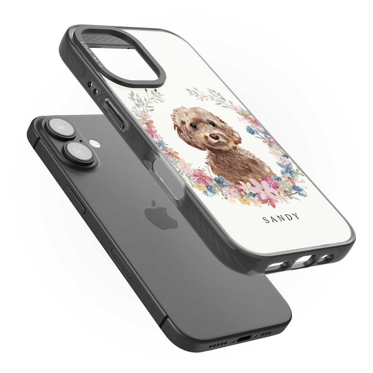 iPhone 16 Pro Max Personalised Brown Cockapoo - Watercolour Dog Portrait Black Impact Phone Case