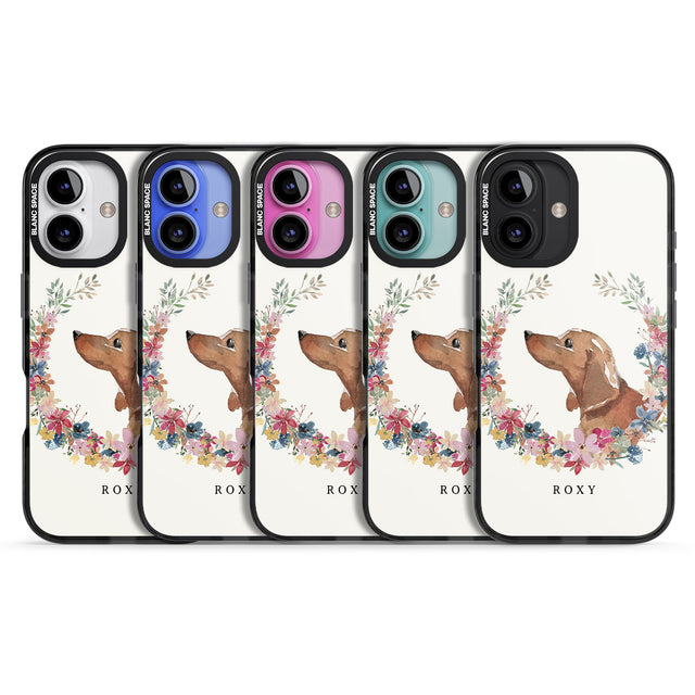 iPhone 16 Pro Max Personalised Tan Dachshund - Watercolour Dog Portrait Black Impact Phone Case