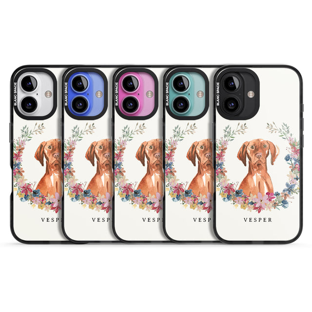 iPhone 16 Pro Max Personalised Hungarian Vizsla - Watercolour Dog Portrait Black Impact Phone Case