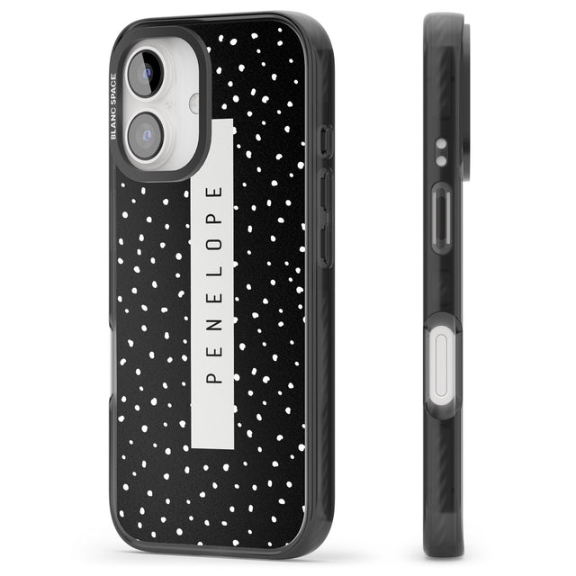 iPhone 16 Pro Max Personalised Black Dots Black Impact Phone Case