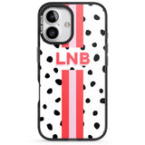 iPhone 16 Pro Max Personalised Polka & Pink Stripe Black Impact Phone Case