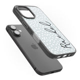 iPhone 16 Pro Max Personalised Vertical Cursive & Dots Black Impact Phone Case