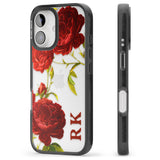 iPhone 16 Pro Max Personalised Clear Vintage Floral Red Roses Black Impact Phone Case