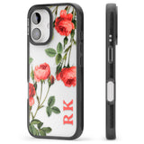 iPhone 16 Pro Max Personalised Clear Vintage Floral Pink Roses Black Impact Phone Case