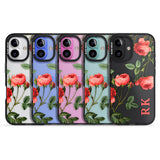 iPhone 16 Pro Max Personalised Clear Vintage Floral Pink Roses Black Impact Phone Case