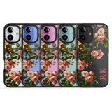 iPhone 16 Pro Max Personalised Clear Vintage Floral Pink Garden Roses Black Impact Phone Case