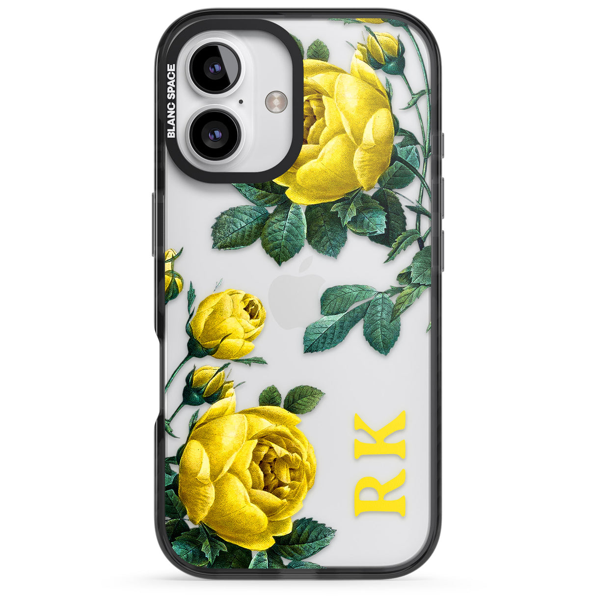 Personalised Clear Vintage Floral Yellow Roses