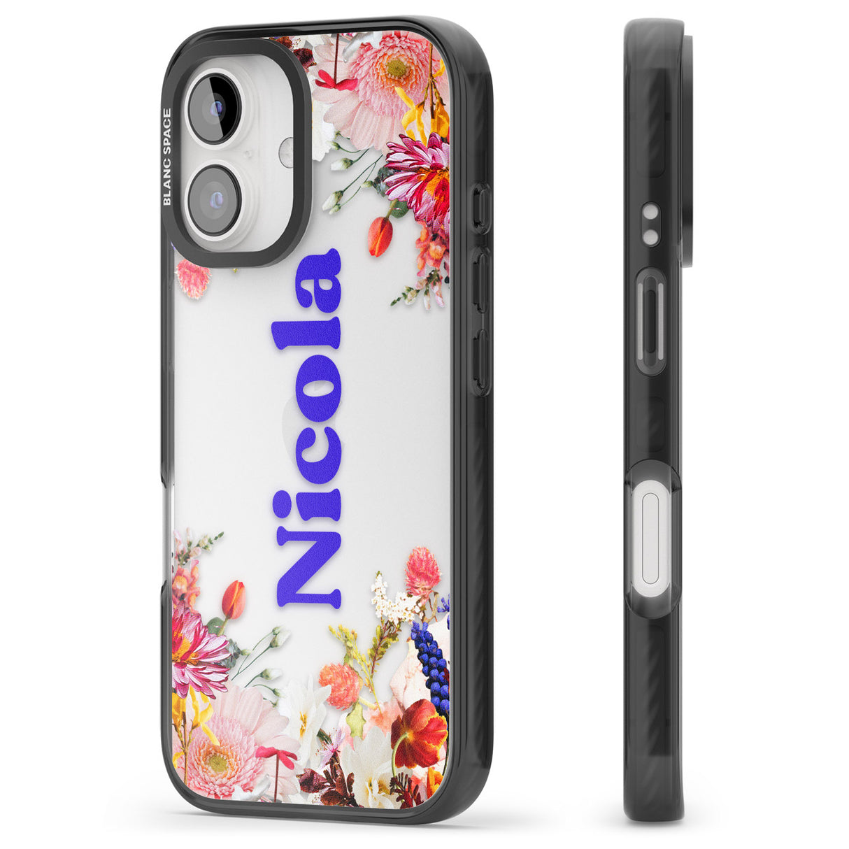 iPhone 16 Pro Max Personalised Text with Floral Borders Black Impact Phone Case