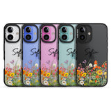 Personalised Summer Wildflowers Black Impact Phone Case for iPhone 16, iPhone 16 Plus