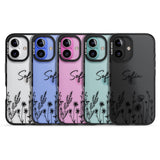 Personalised Black Wildflowers Black Impact Phone Case for iPhone 16, iPhone 16 Plus