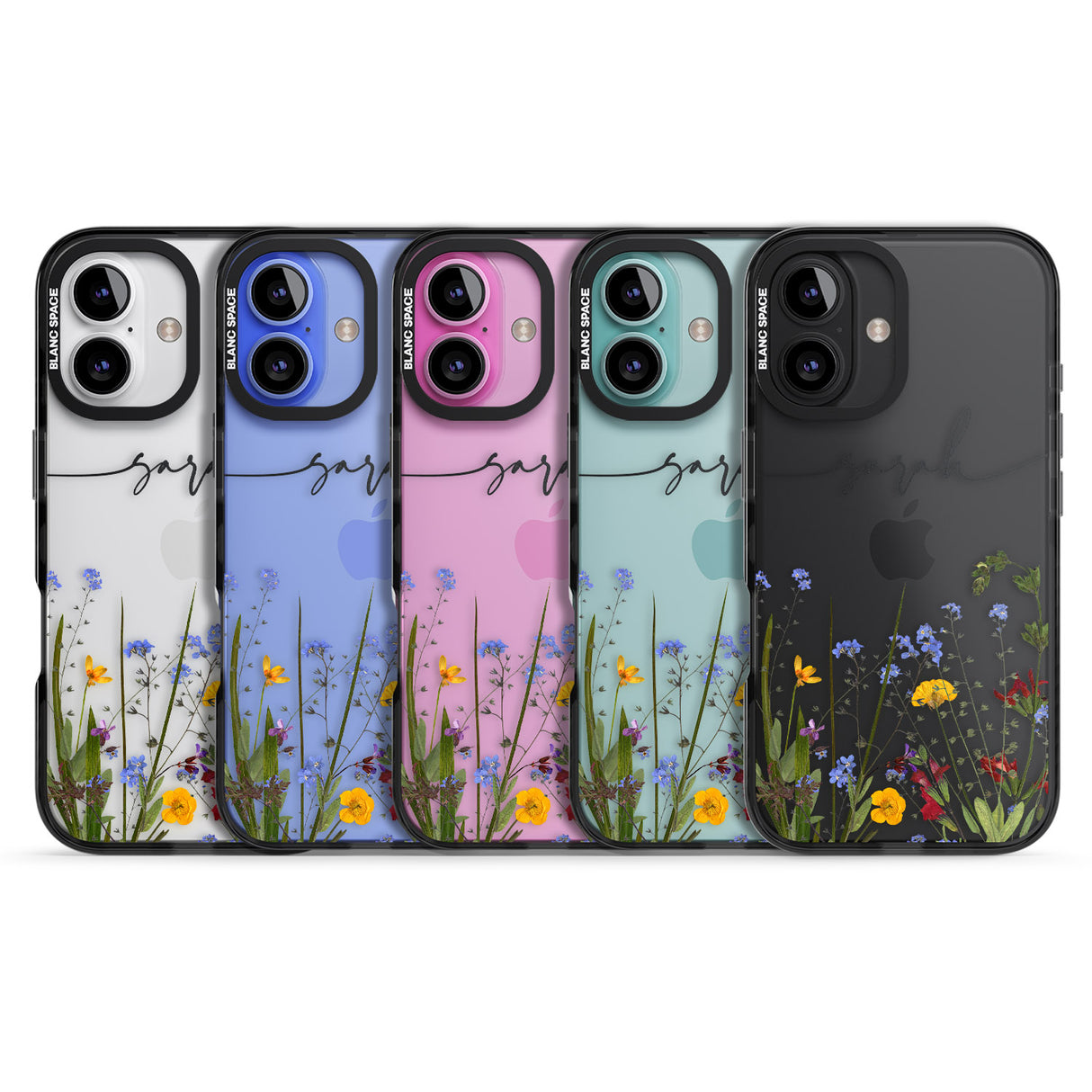 iPhone 16 Pro Max Personalised Wildflower Floral Black Impact Phone Case