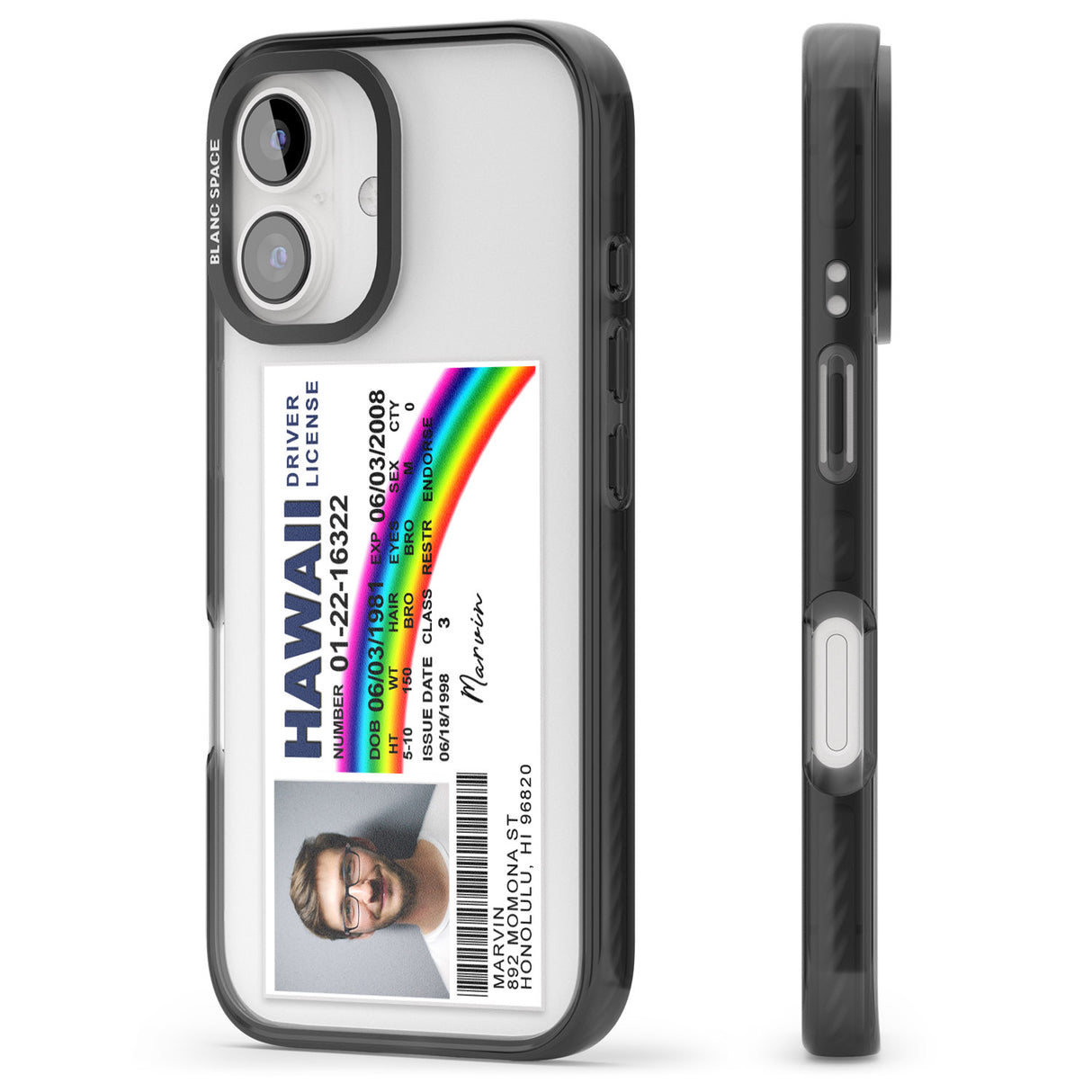 iPhone 16 Pro Max Personalised Hawaii Driving License Black Impact Phone Case