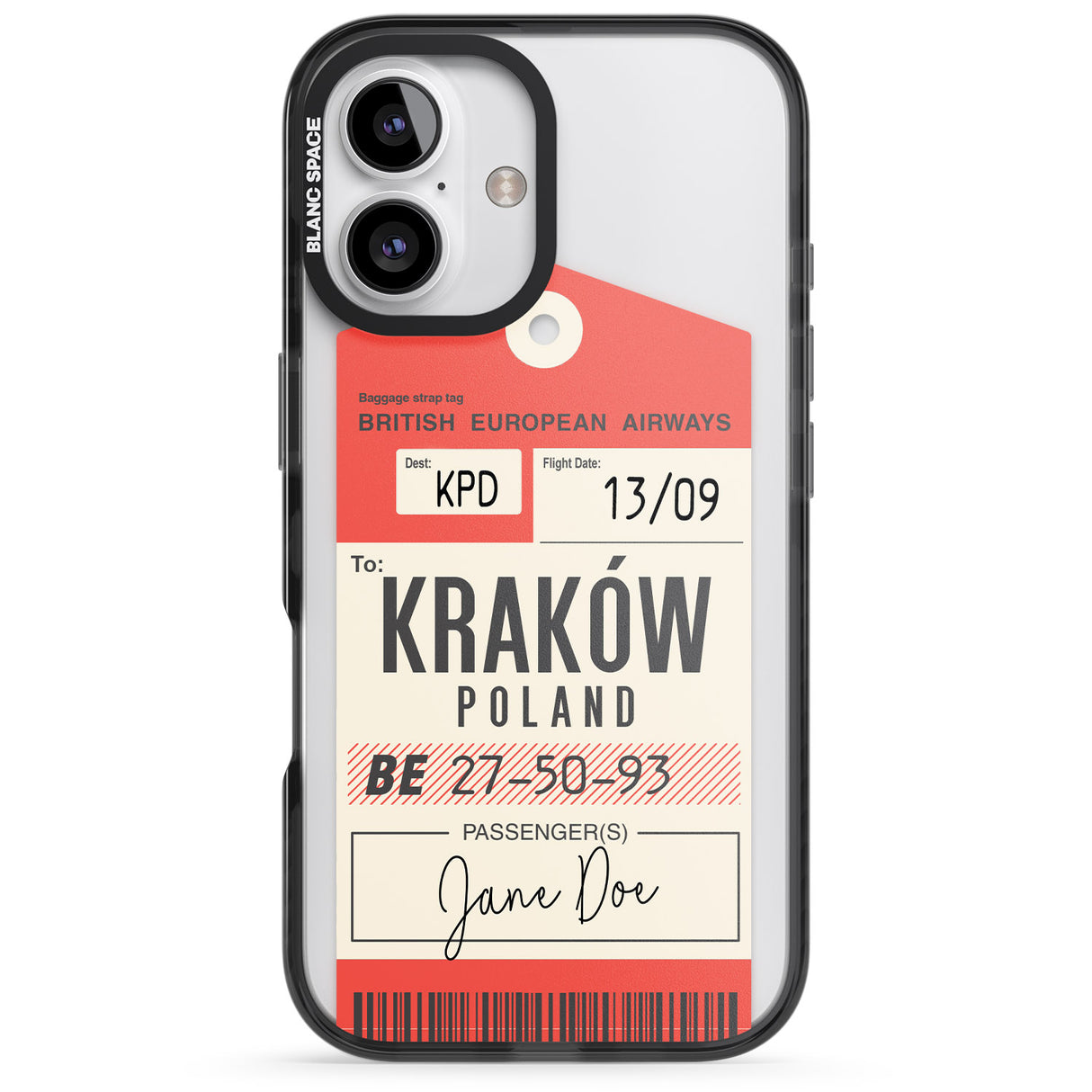 iPhone 16 Pro Max Personalised Vintage BEA Luggage Tag Black Impact Phone Case