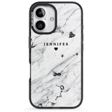 iPhone 16 Pro Max Personalised Black & White Marble Texture Black Impact Phone Case