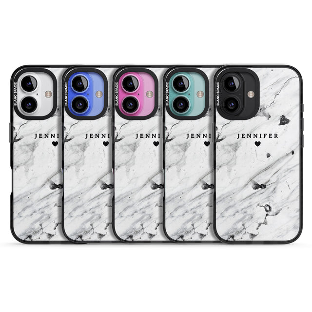 iPhone 16 Pro Max Personalised Black & White Marble Texture Black Impact Phone Case