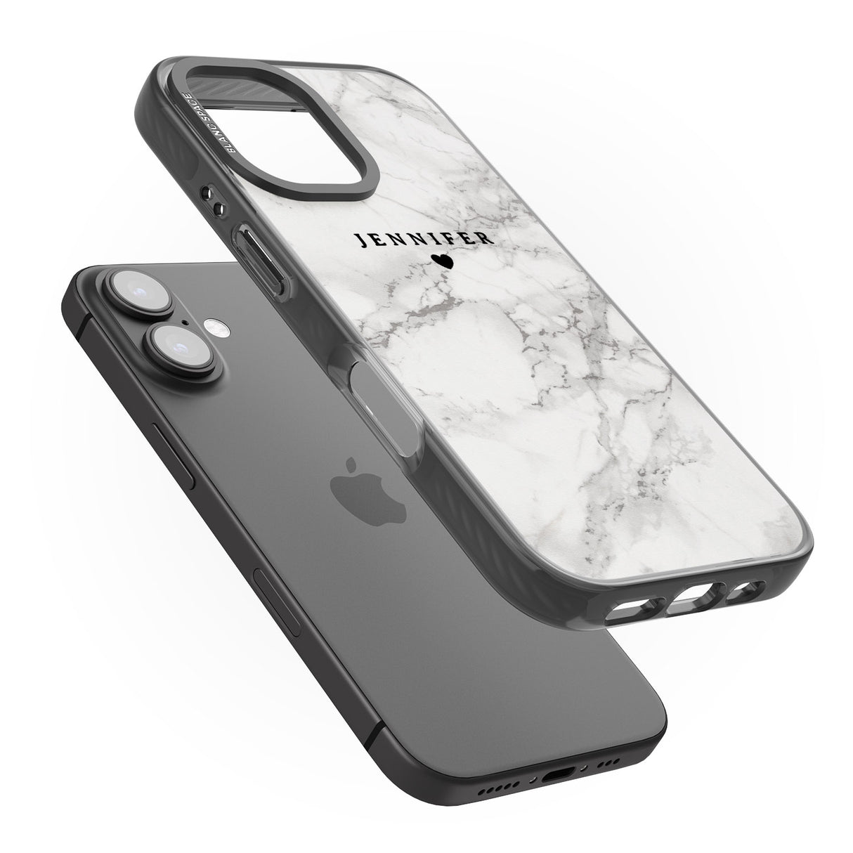 iPhone 16 Pro Max Personalised Classic Grey Marble Black Impact Phone Case