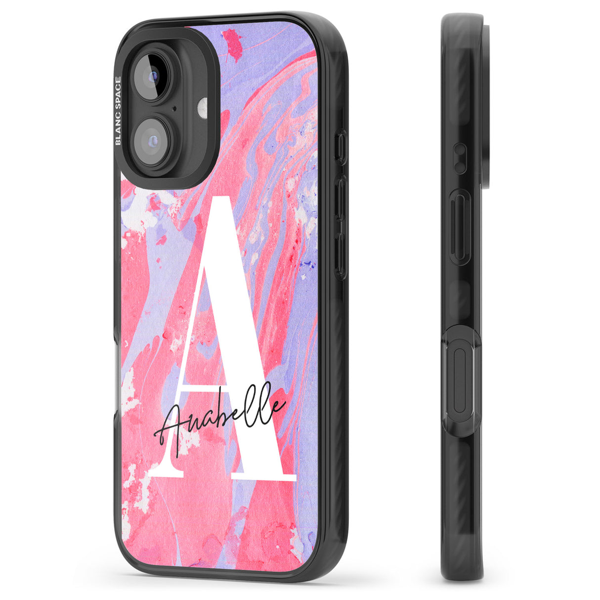 iPhone 16 Pro Max Personalised Pink & Purple - Marble Black Impact Phone Case