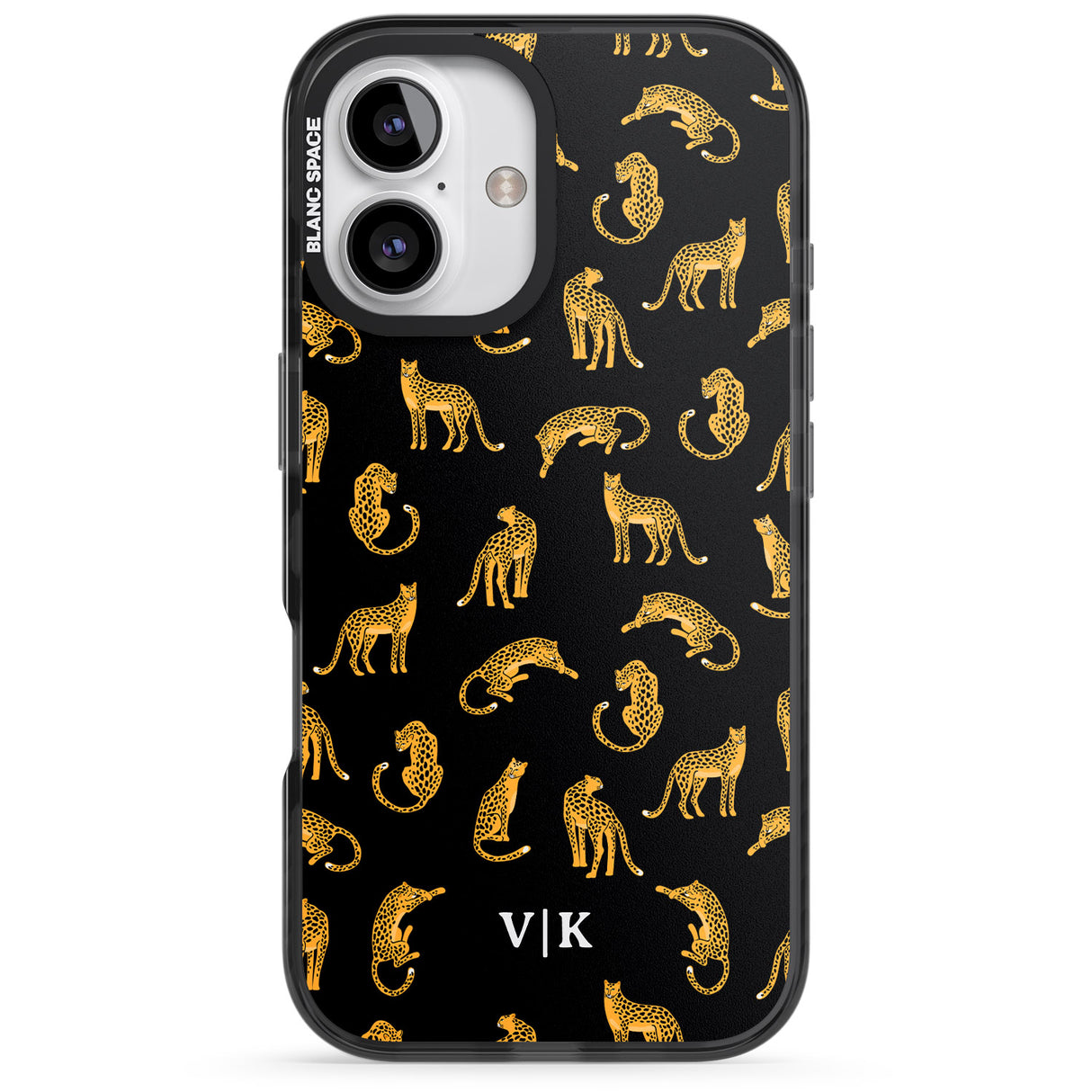 iPhone 16 Pro Max Personalised Cheetah Pattern: Black Black Impact Phone Case