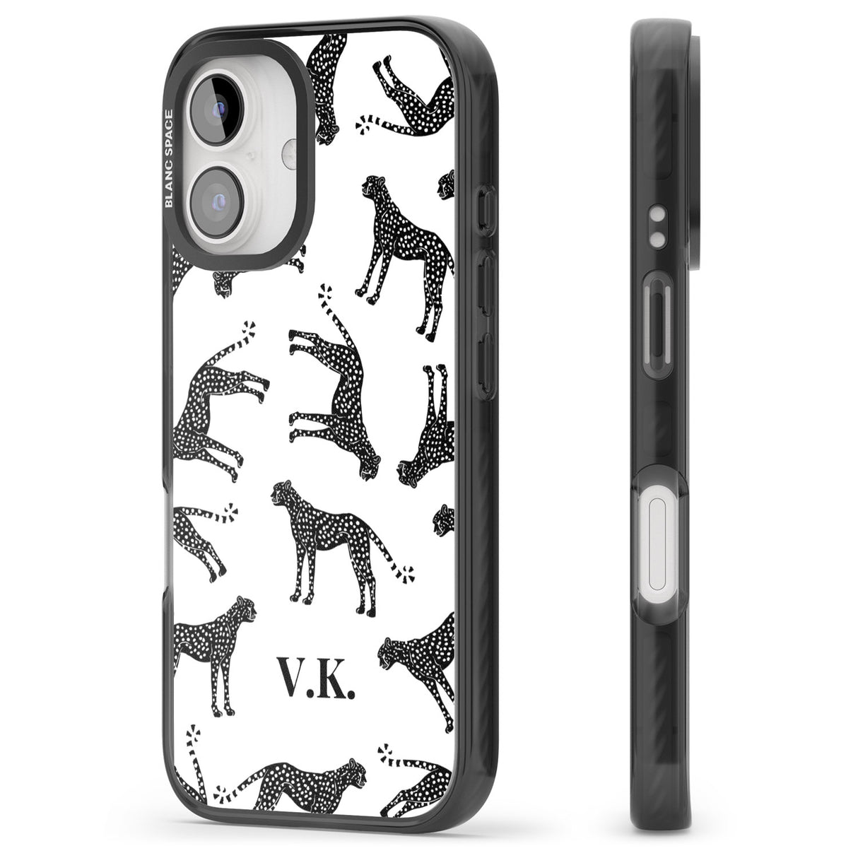 iPhone 16 Pro Max Personalised Cheetah Black & White Black Impact Phone Case